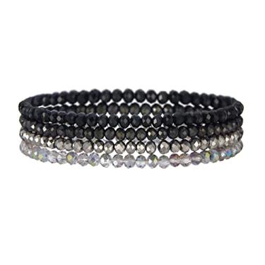 Imagem de Noessla Pulseira elástica boho com contas coloridas de contas de cristal empilháveis pulseiras moda bijuteria presentes do dia das mães para mulheres, 7 inches, Vidro, Sem pedras preciosas