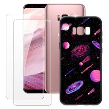 Imagem de MILEGOO Capa para Samsung Galaxy S8 Plus + 2 peças protetoras de tela de vidro temperado, capa ultrafina de silicone TPU macio à prova de choque para Samsung Galaxy S8 Plus (6,2 polegadas)