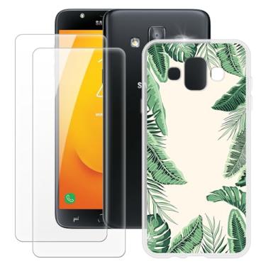 Imagem de MILEGOO Capa para Samsung Galaxy J7 Duo + 2 peças protetoras de tela de vidro temperado, capa de TPU de silicone macio à prova de choque para Samsung Galaxy J7 Duo (5,5 polegadas)