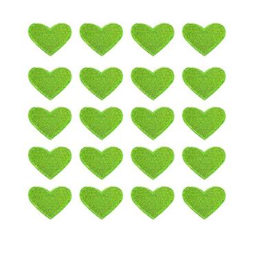 Imagem de 20 peças de apliques bordados amor coração remendos ferro em remendos costurados em emblemas DIY bordados apliques adesivos de roupas (verde)