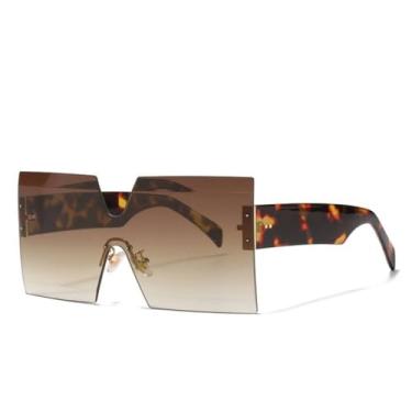 Imagem de Senhoras quadrados uma peça óculos de sol unissex moda óculos de sol feminino masculino máscara óculos na moda sem aro óculos para feminino uv400, 10, um tamanho