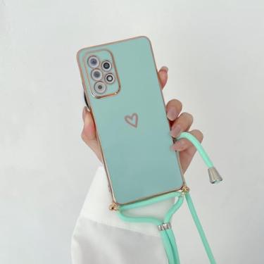 Imagem de Love Heart Crossbody Lanyard Strap Phone Case para Samsung Galaxy S21 S20 S22 S23 S10 S9 S8 Note 10 20 Plus Ultra S20 Fe Capa, verde, para S23 FE