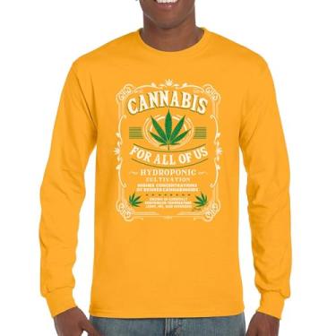 Imagem de Camiseta de manga comprida Cannabis for All 420 Weed Leaf Smoking Marijuana Legalize Pot Funny High Stoner Humor Pothead, Amarelo, P