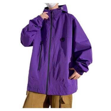 Imagem de Jaqueta masculina leve, corta-vento, caimento solto, capa de chuva, jaqueta com zíper frontal, Roxo, 3G