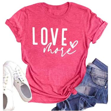Imagem de Camiseta feminina Love Shirts Dia dos Namorados Love Letter Heart Graphic Tee Tops para presente dos namorados, F - rosa 2, GG