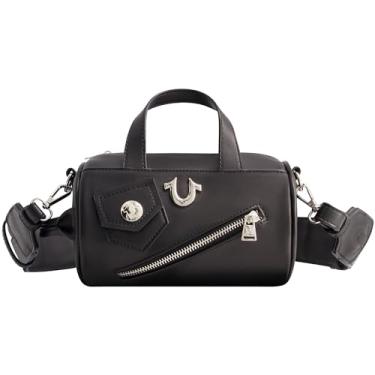 Imagem de True Religion Bolsa tiracolo feminina, mini bolsa esportiva com alça de ombro, preta, Preto