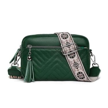 Imagem de ANNI RIEL Bolsas transversais pequenas acolchoadas para mulheres, bolsas de ombro de couro genuíno, bolsa clutch moderna bolsa quadrada, Verde