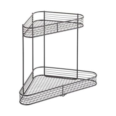 Imagem de iDesign Suporte de vaidade em pé de fio metálico de Viena, cestas de 2 camadas para bancadas, mesas, cômodas, banheiro, conjunto de 1, prateleira de canto