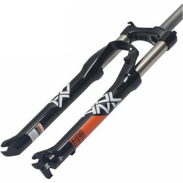 Imagem de Garfo de mola de amortecedor de liga de alumínio, tubo reto de 26/27,5/29 polegadas Bloqueio manual MTB Air Fork Stroke 100mm Acessórios de bicicleta, preto laranja, 29 polegadas