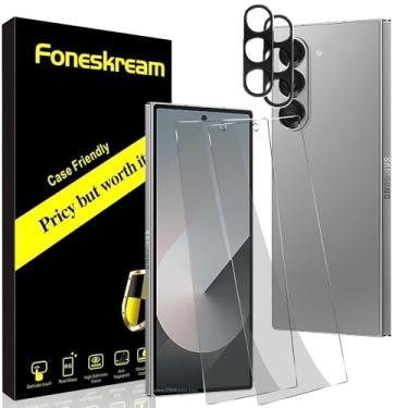 Imagem de Foneskream [Pacote com 2 + 2] Protetor de tela para Samsung Galaxy Fold 6, vidro temperado 9H, transparente HD, antiarranhões, sem bolhas, protetor de tela de vidro