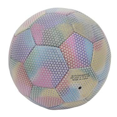 Imagem de Bola de Futebol Brilhante Reflexiva, PU, ​​tamanho 5, Treinamento de Jogos Noturnos, Com Cor Clara, para Uso Interno e Externo
