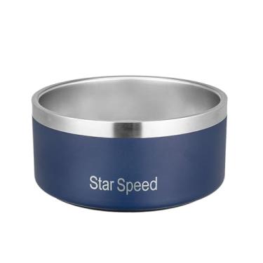 Imagem de StarSpeed Tigela para cães de aço inoxidável. Tigelas de água para cães grandes com fundo de borracha, resistente a quedas e durável, mantém frio, comporta 8 xícaras de água, serve para tigelas de
