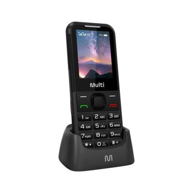 Imagem de Celular Multi Vita 4G C/ Base Carregadora Dual Chip, Botão SOS, Câmera Preto - P9225