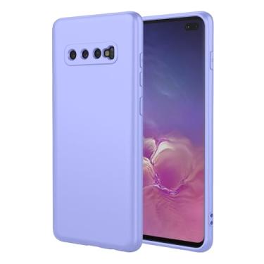 Imagem de EUAGVQY Capa para Galaxy S10 Plus Samsung S10 Plus, capa de silicone líquido com proteção total de microfibra macia, antiarranhões, à prova de choque, capa protetora para Samsung Galaxy S10 Plus, roxa
