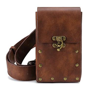 Imagem de Valentoria Bolsa Tiracolo Steampunk Gótica Cintura Pochete Corrente Perna Quadril Coldre Bolsa Cinto Bolsa, Tricô, Large