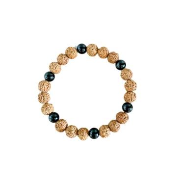 Imagem de Pulseira Sementes de Rudraksha e Turmalina Negra Natural