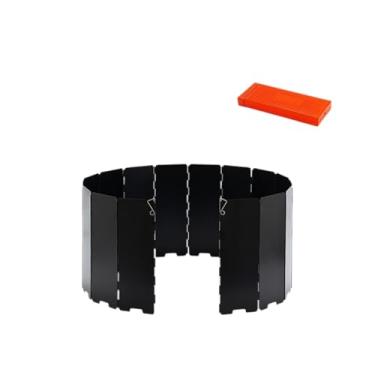 Imagem de shamjina Protetor de vento para fogão de acampamento, protetor de vento para fogão dobrável com bolsa de armazenamento, leve, protetor de vento para cozinhar, Preto