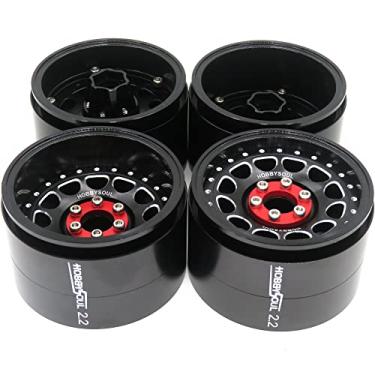 Imagem de hobbysoul RC 2.2 Beadlock Wheels Adjustable 4 Offsets Rims Wide 1.57'' (40mm) for Gen8 Everest gen 7 Pro / SCX10 Capra Wraith / TRX4 AMG 6x6, (4-Pack)