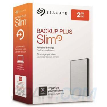 Imagem de Hd externo seagate portátil backup plus slim, 2tb, usb 3.0. prata - st