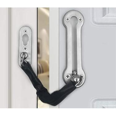 Imagem de TOGU Trava de corrente de porta de segurança doméstica, trava de porta frontal para crianças, adiciona segurança extra à sua casa e evita entrada não autorizada, acabamento escovado