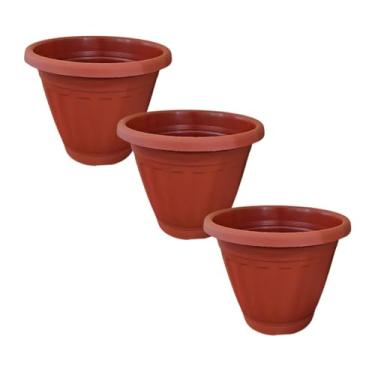 Imagem de Kit 5 Vaso grande Redondo Terracota de Jardim Planta Grandes Casa Mudas 15 litros (10, P)