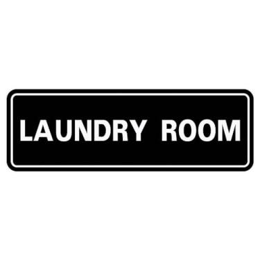 Imagem de All Quality Placa de parede ou porta de lavanderia padrão - Sinalização durável | Ideal para propriedades gerenciadas, indústria hoteleira, Airbnb e lavanderia compartilhada - preta - pequena (pacote