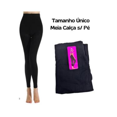 Imagem de Meia Calça Preta Sem Pé Fio 40 Segunda Pele Com Lycra Cintura Alta Fri