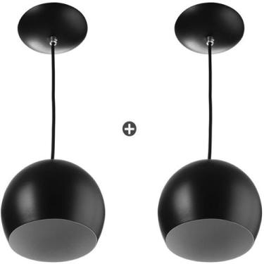 Imagem de Kit 2 Pendente Bola Pequena Preto Sala Cozinha Quarto - NoBrand, Bivol