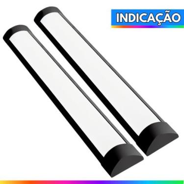 Imagem de Kit 2 Luminária Led Linear K8 60cm 20w Preta Tubular Sobrepor Slim Biv