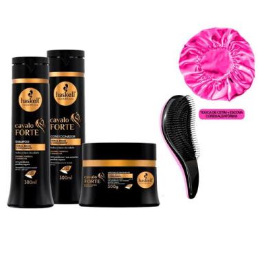 Imagem de Kit Haskell Cavalo Forte Trio Capilar 300ml +Touca/Escova