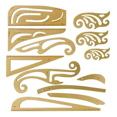 Imagem de Kit Completo De Réguas Gabaritos Mdf Para Corte E Costura Modelagem Pa