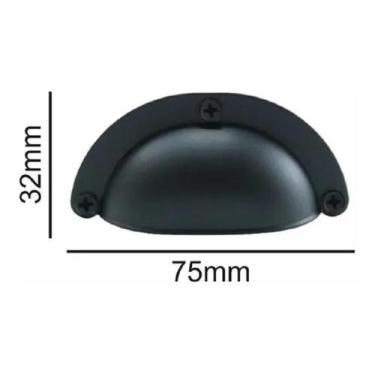 Imagem de 02 Puxador Móveis Concha Retrô Metal Peq Colonial Preta - Speed Puxado