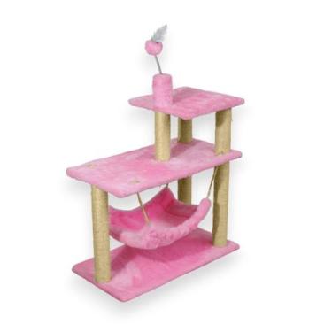 Imagem de Arranhador para Gatos Sisal Plataforma 3 Andares com Brinquedo - MIUPE