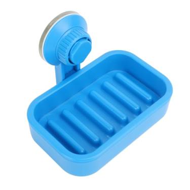 Imagem de Saboneteira de Sucção Autodrenante Suporte de Sabão Removível Montado na Parede para Banheiro Cozinha (Azul)