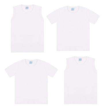Imagem de Kit Camiseta e Regata Básica Infanto Juvenil Algodão 4 peças - Aymee, 