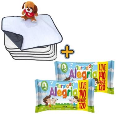 Imagem de Kit Higiene Pet com 6 Tapetes Higiênicos Absorventes Médios + 2 Lenços