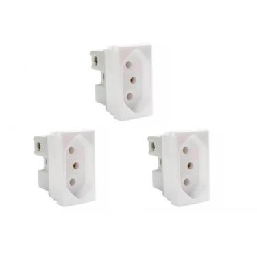 Imagem de Kit C/3 - Modulo Steck Linha Stella 1 Tomada 10A. Branco ..., Branco