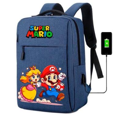 Imagem de Mochila USB Escolar Estampa Infantil Mario Bros Notebooks, Trabalho Es