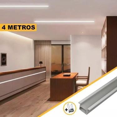 Imagem de Kit Perfil Embutir Recuado 4m + Fita 240 Leds Dupla + Fonte - Bela Hom