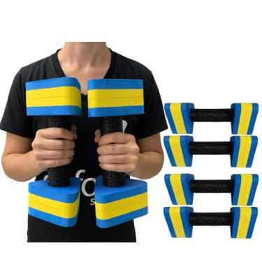 Imagem de Kit 2 Pares de Halteres Hidroginástica 1 A 2 Kg DF4011-AZ Azul/Amarelo