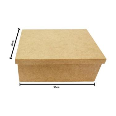 Imagem de Caixa Tampa Sapato de Mdf Madeira Crua - Tamanho: 30 X 20 X 12 Cm - MA