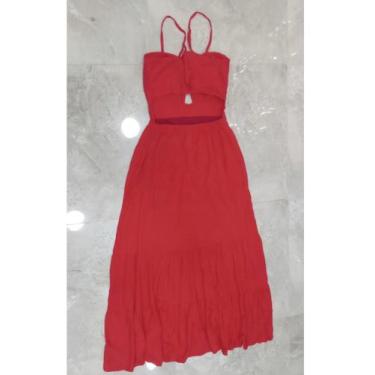 Imagem de Vestido midi com detalhe peito - LALOKA, Vermelho, M