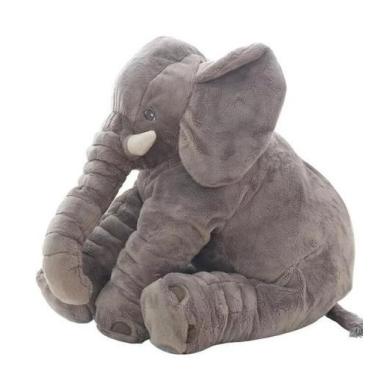 Imagem de Almofada Travesseiro Elefante de Pelúcia para Bebê Dormir Cinza 45cm -
