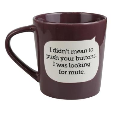 Imagem de Enesco Caneca de café Our Name is Mud Dirty Mean to Push Your Buttons Mute, 473 ml, roxo escuro
