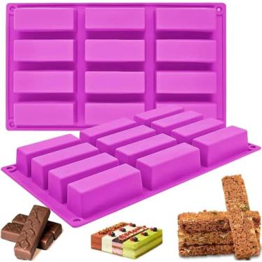 Imagem de YJWYDM Moldes de barra de granola de silicone, retângulo, para barras energéticas, cereais, proteínas, brownie, cheesecake e mais - moldes de chocolate e doces, pacote com 12 cavidades