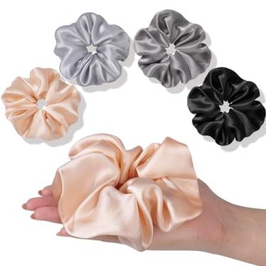 Imagem de OLESILK Silk Scrunchies Oversized 100% Mulberry: Grande para cabelos longos e grossos, macio e suave para não danificar o cabelo para dormir, moda vintage