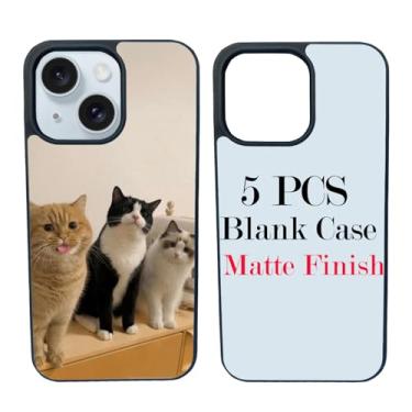 Imagem de JUSTRY Capa de telefone em branco sublimação 5 peças compatíveis com iPhone 14 Plus, 6,7 polegadas, capa 2 em 1 2D fácil de sublimação, capa de borracha macia para impressão + inserção de alumínio