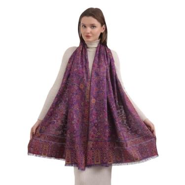 Imagem de EH KANI PASHMINA SILK MODAL, 8 CORES KANI WEAVE FLORAL E PAISLEY STOLEY, LENÇO, ENVOLVIMENTO, Roxo 1, Large