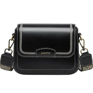 Imagem de cakang Bolsa de ombro pequena de couro elegante bolsa tiracolo moderna mini bolsa de ombro bolsa de ombro para mulheres preta com 2 alças de ombro, Preto