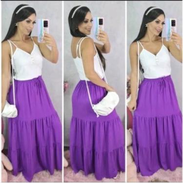 Imagem de Saia 3 Tres Marias Longa Femenina Modelo Soltinho em Tecido Viscolinho